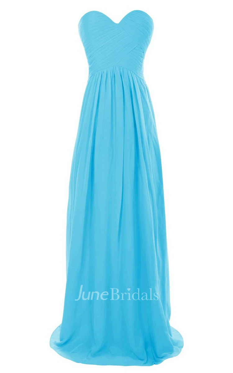 Sweetheart Long Chiffon Gown With Crisscross Ruching