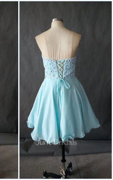 A-line Mini Sweetheart Empire Chiffon Dress With Lace-up Back