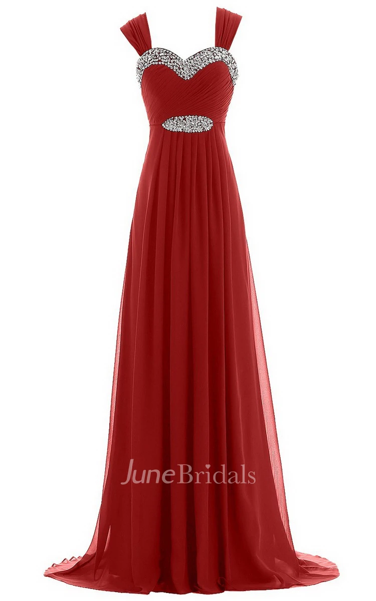 Sweetheart Beading Sweep Train With Zipper Back