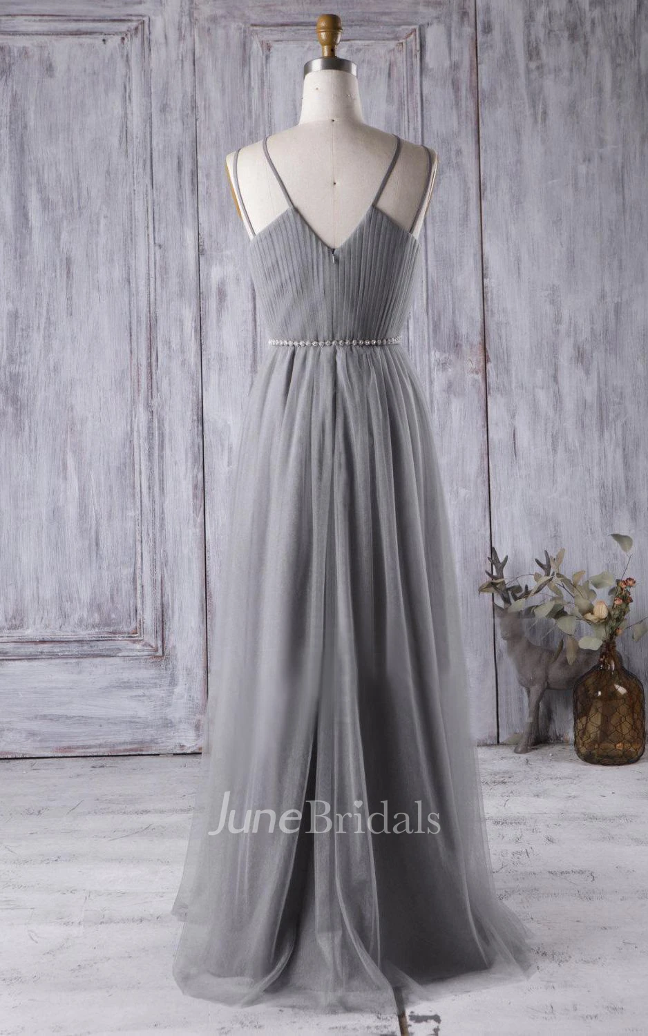 Criss Cross Spaghetti Straps Pleated A-line Chiffon Long Dress