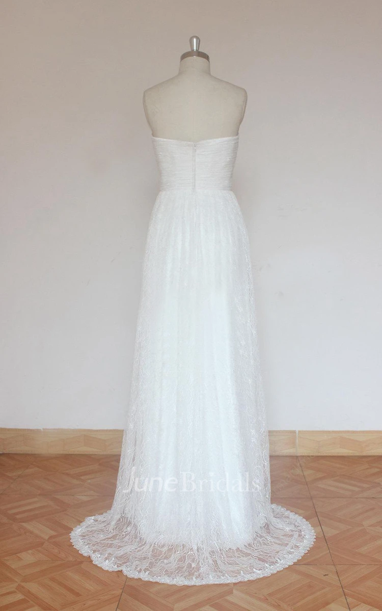 A-Line Sweep Train Lace Weddig Dress