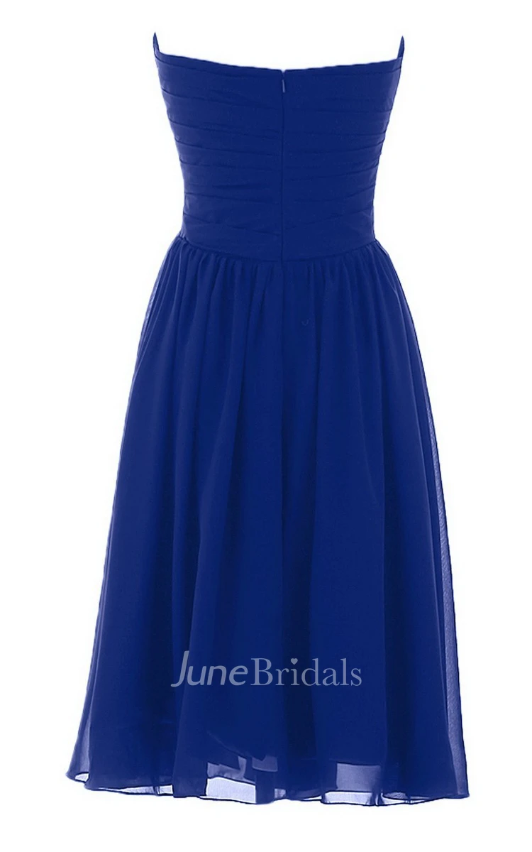 Sweetheart Short Chiffon Dress With Pleats and Beadings