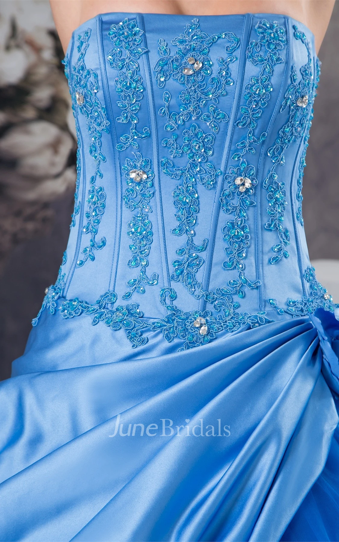 Strapless Pick-Up Quinceanera Dress with Beading and Appliques