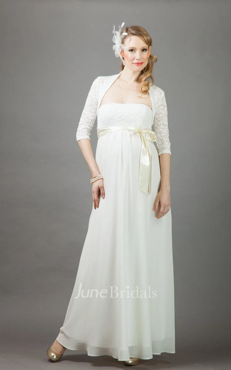 Annie Long Maternity Wedding With Bolero Dress
