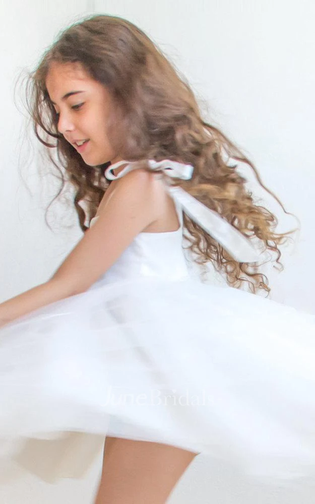 Strapped Tulle Dress With Button Back