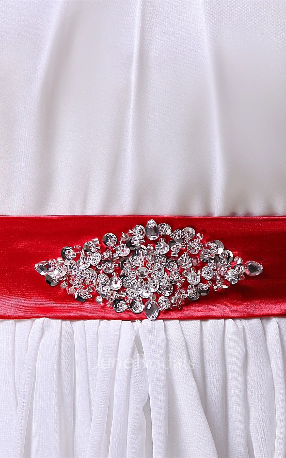 Strapless Pleated Floor-Length Dress with Broach