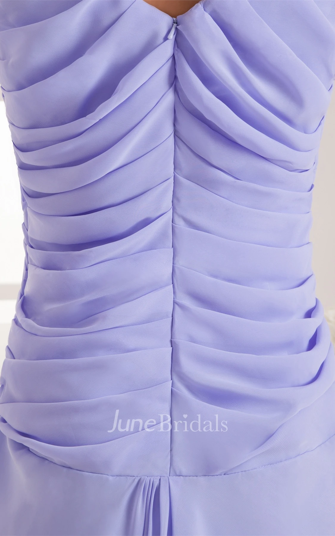 Plunged Caped-Sleeve Chiffon Maxi Dress with Illusion and Pleats