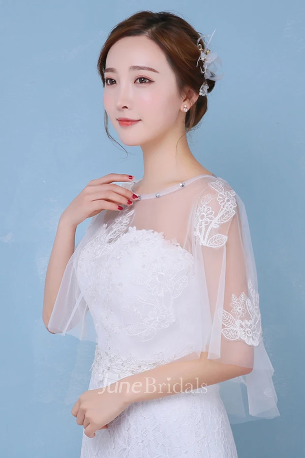 New Lace Diamond Cape Round Neck Set Of White Shawl