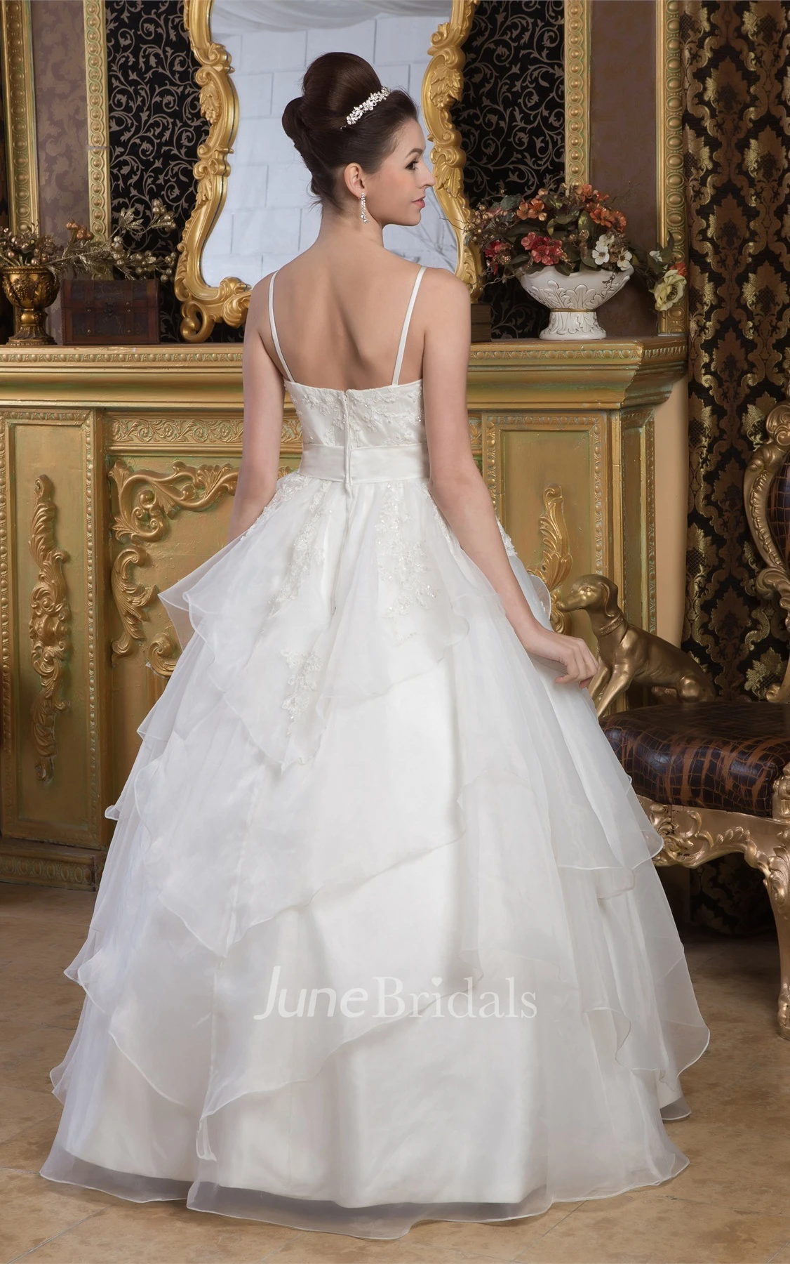 Lace A-Line Tulle Ball Gown with Beading and Spaghetti-Straps