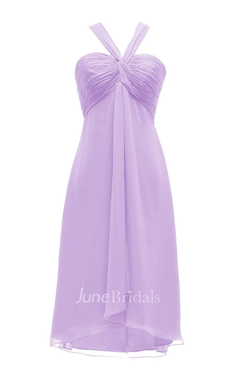 Chic Halter Ruched Chiffon Empire Gown