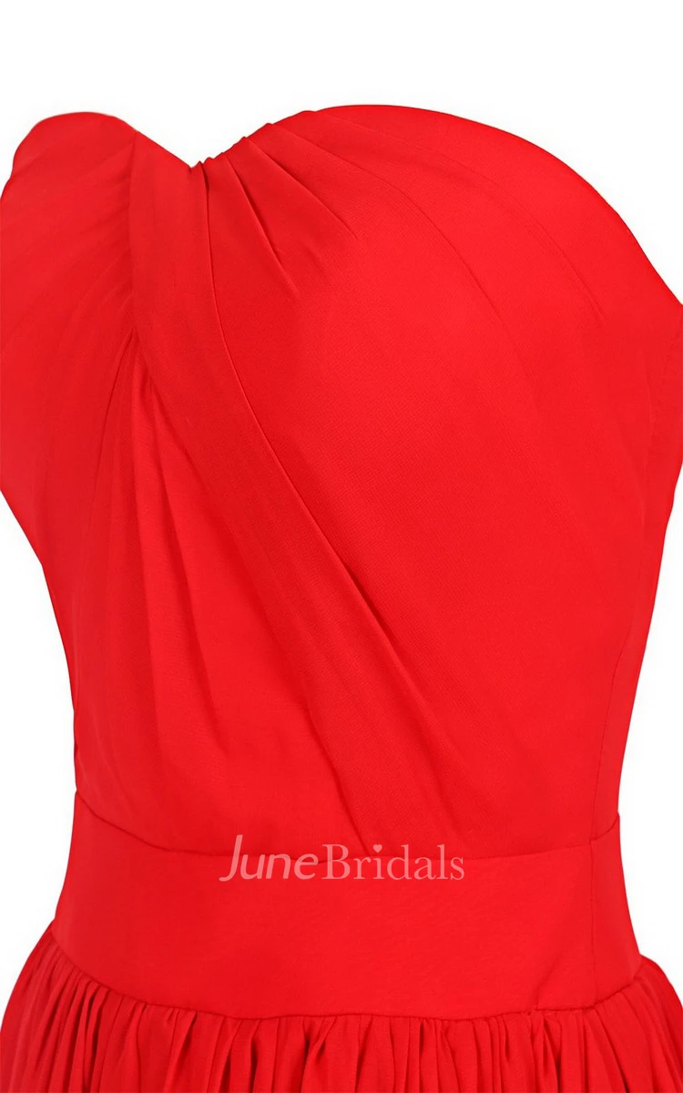 Strapless Chiffon Dress With Crisscross Pleats