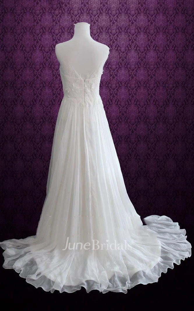 V-Neck A-Line Sleeveless Chiffon Dress With Appliques