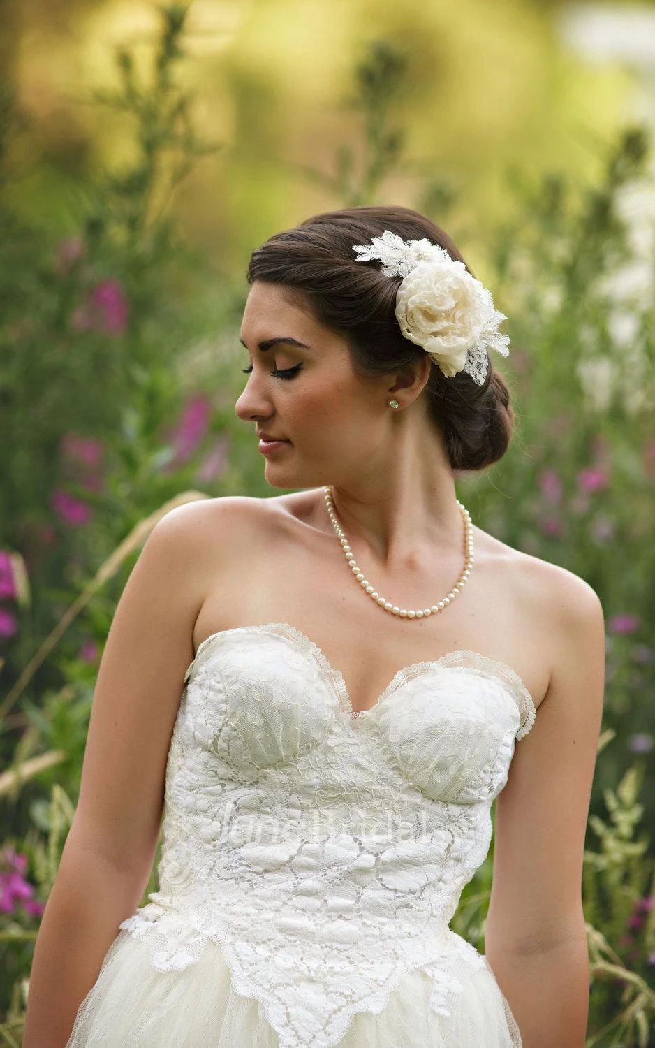 Short Tulle Lace Weddig Dress With Sash Ribbon