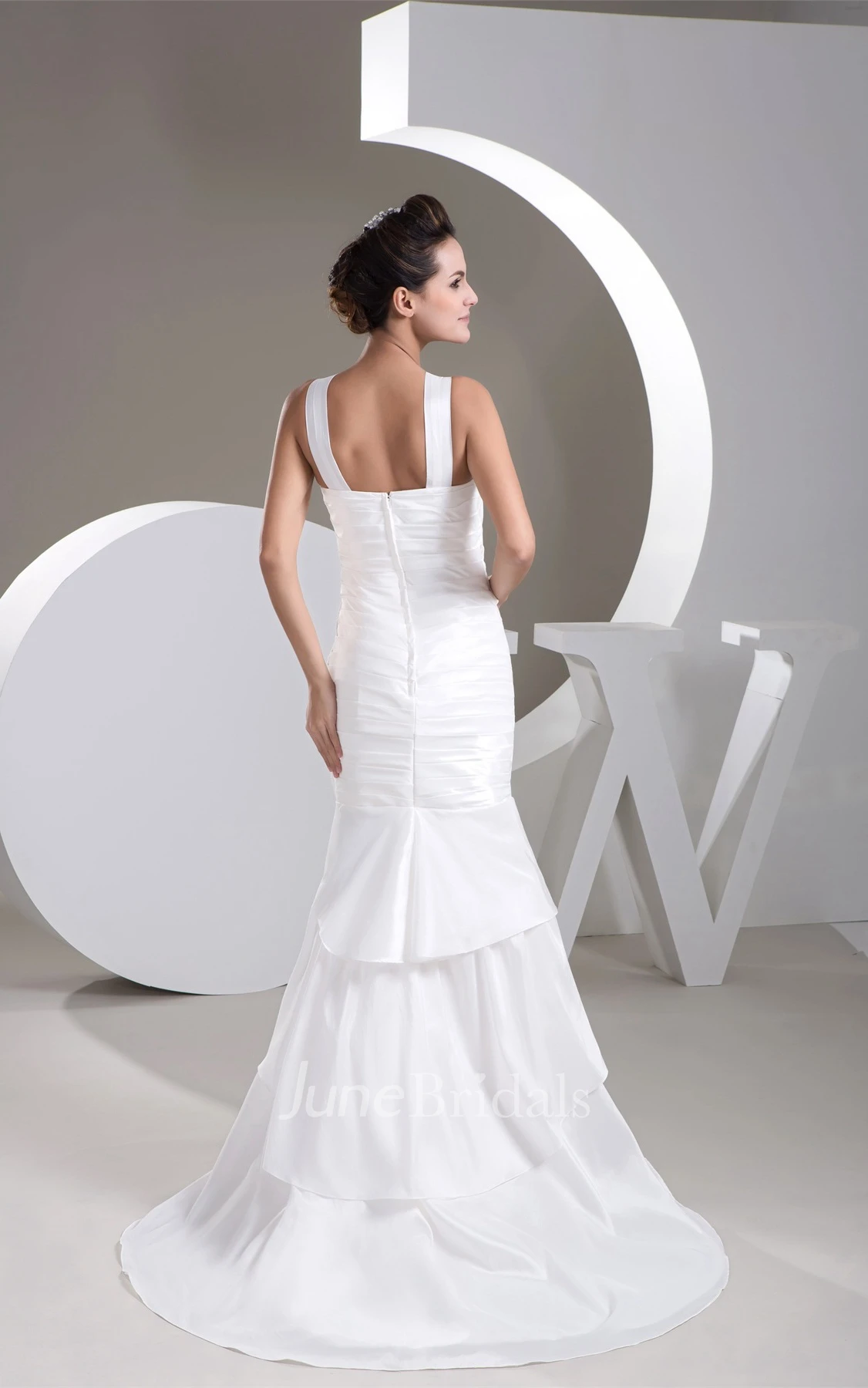 Sleeveless Column Gown with Broach and Ruched Bodice
