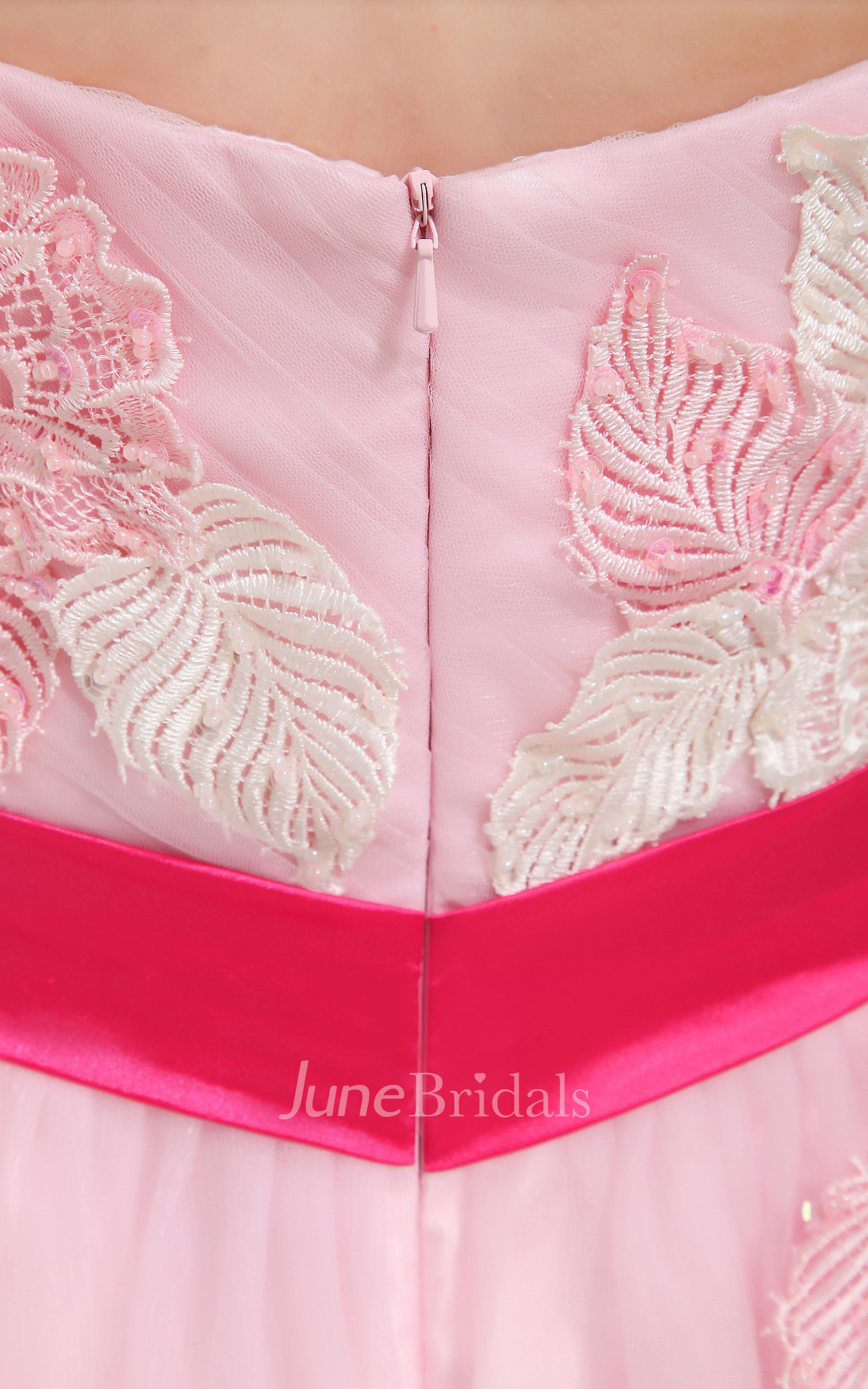 Blushing Sweetheart A-Line Dress With Tulle Overlay