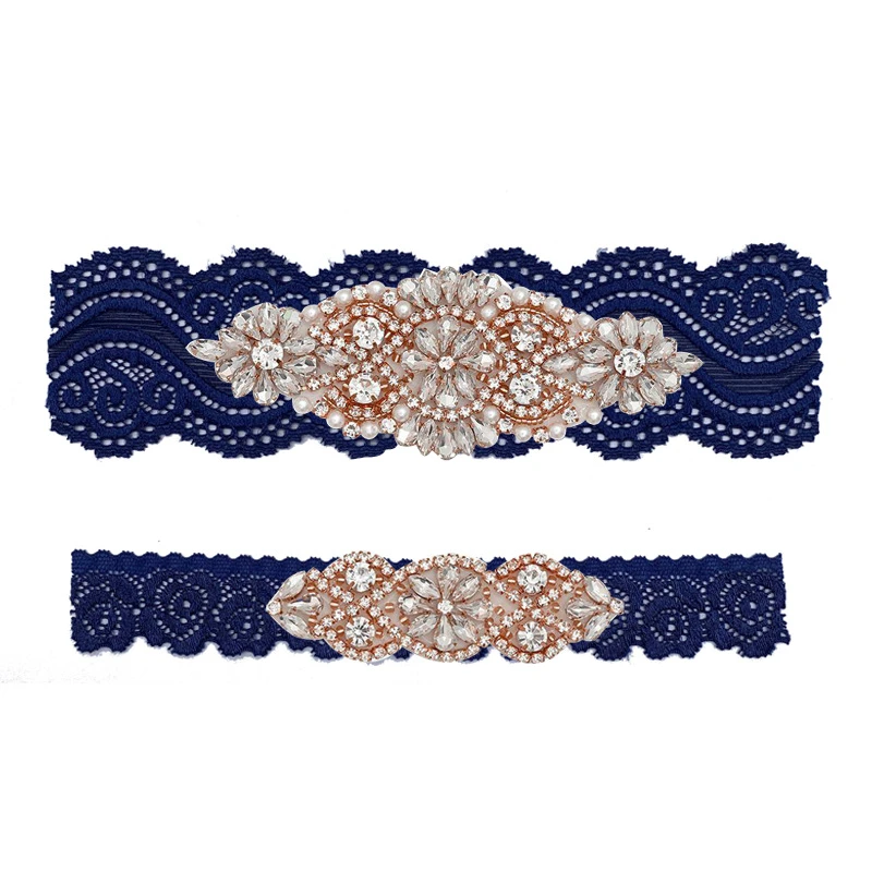 Latest Rhinestone Beaded Double Garters