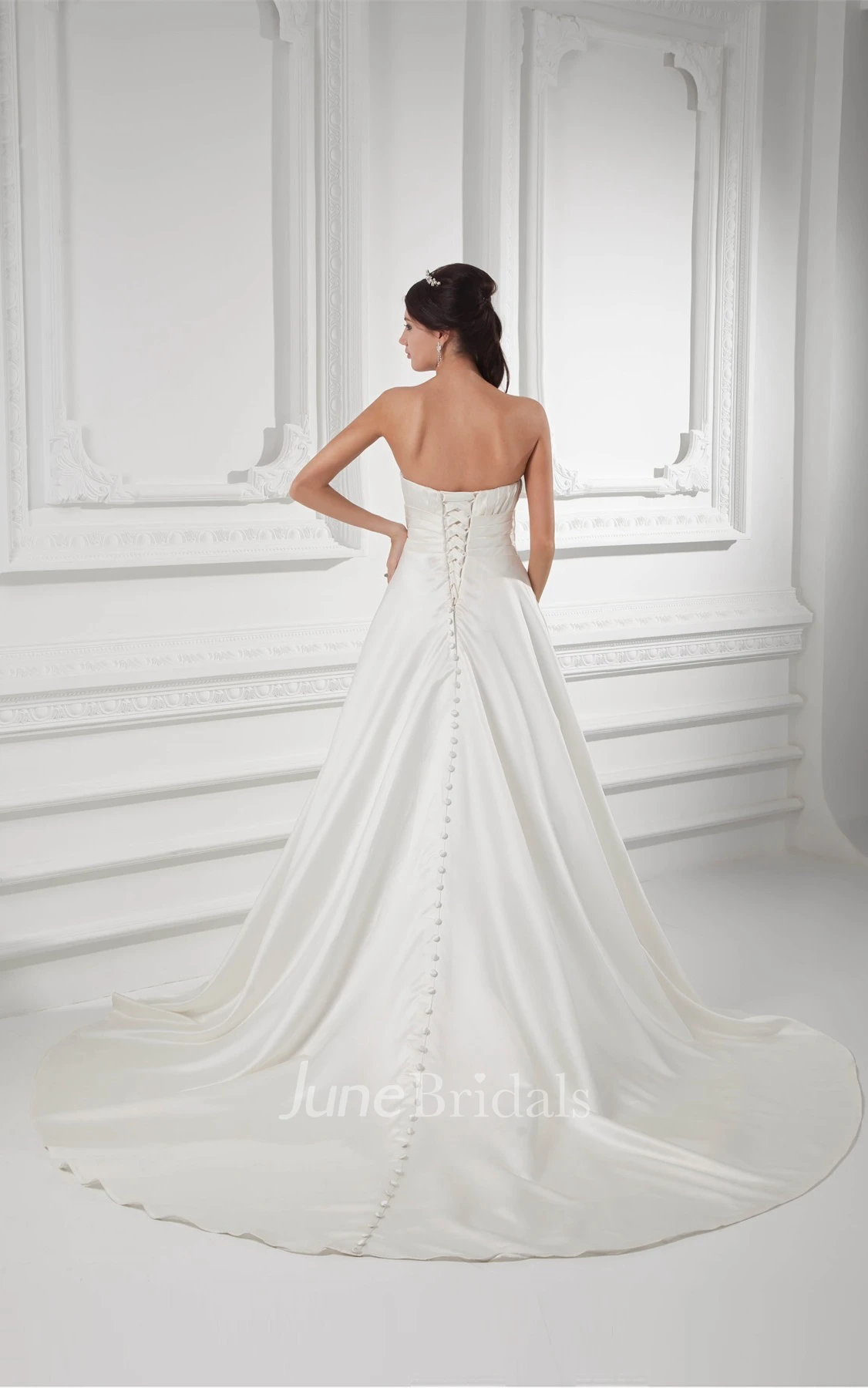 Sweetheart Criss-Cross A-Line Gown with Pleats and Broach