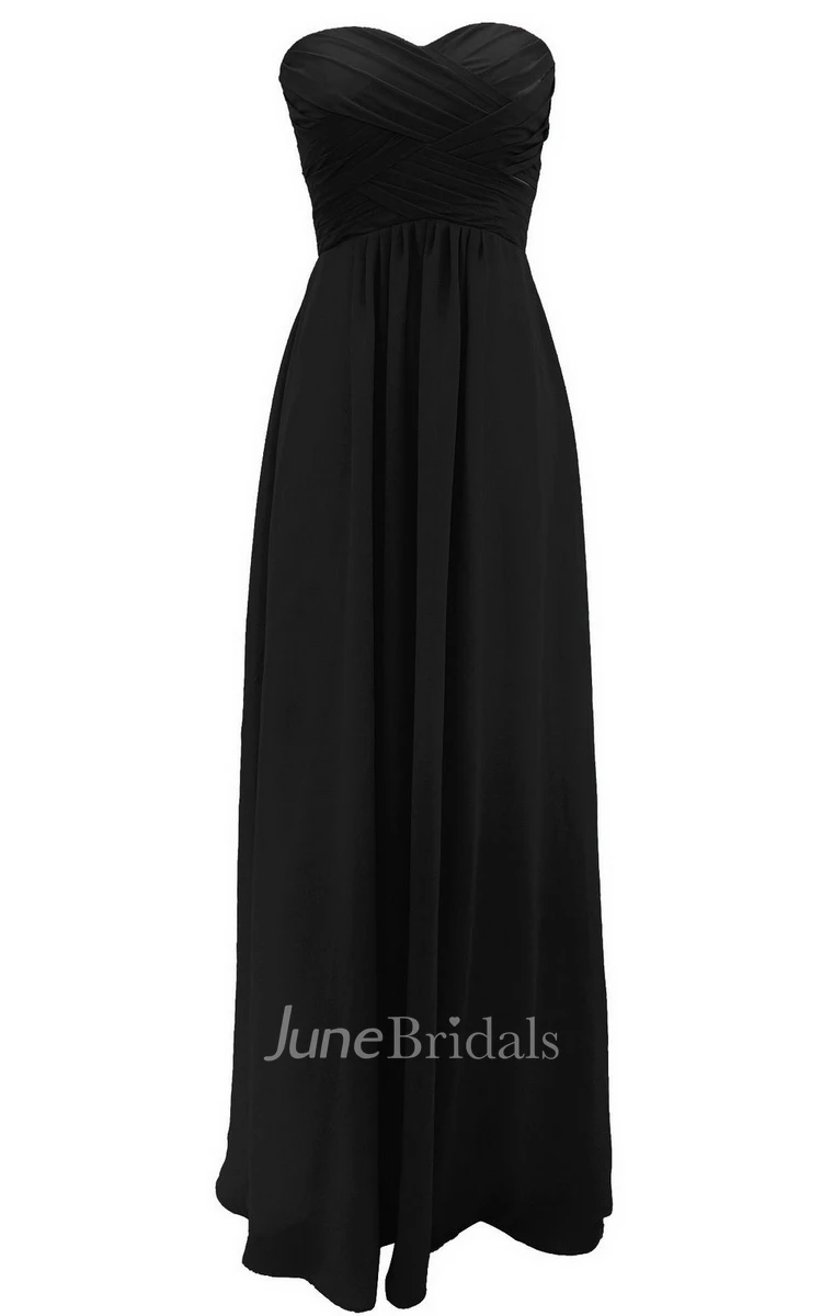 Graceful Sweetheart Ruched A-line Dress With Zipper Back