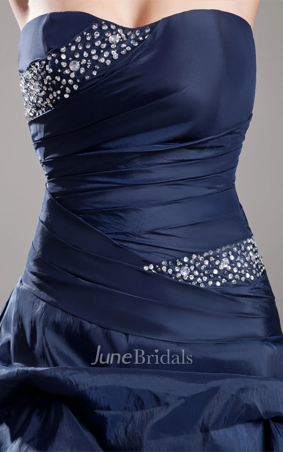 Sweetheart Satin Pick-Up Ball Gown with Rhinestone