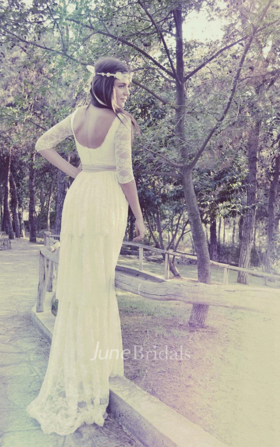 Bohemian Half Sleeve Floor-Length Lace Dress