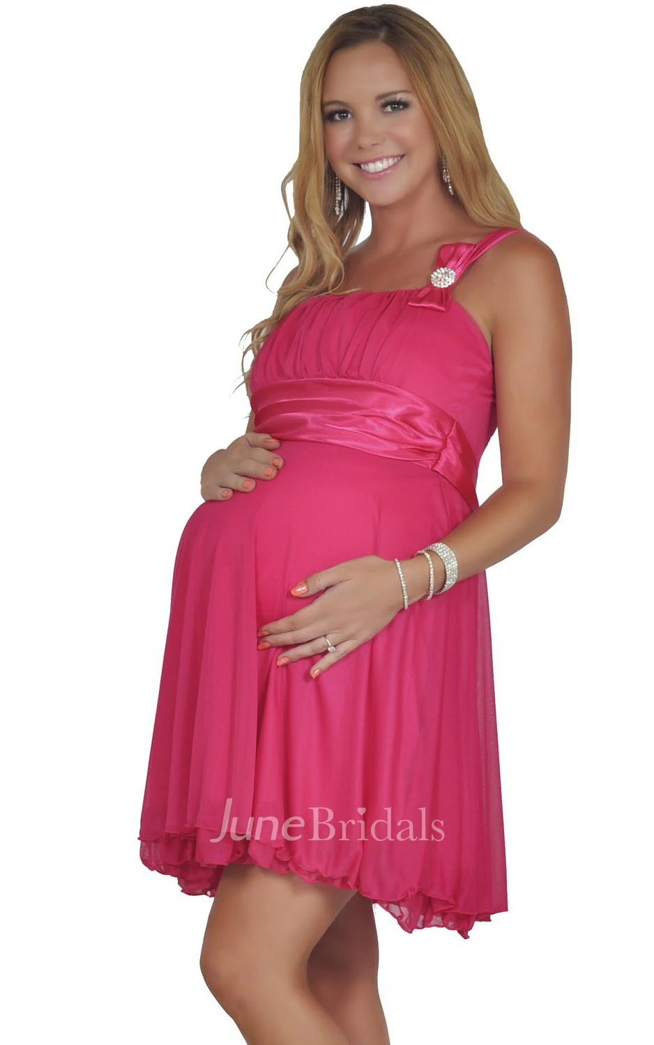 Sleeveless Short Pleated Layered Chiffon Maternity Dress