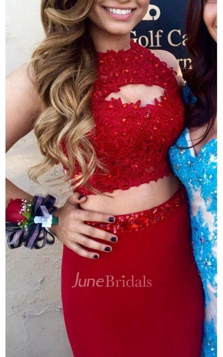 High Neck Sheath Sleeveless Dress with Keyhole