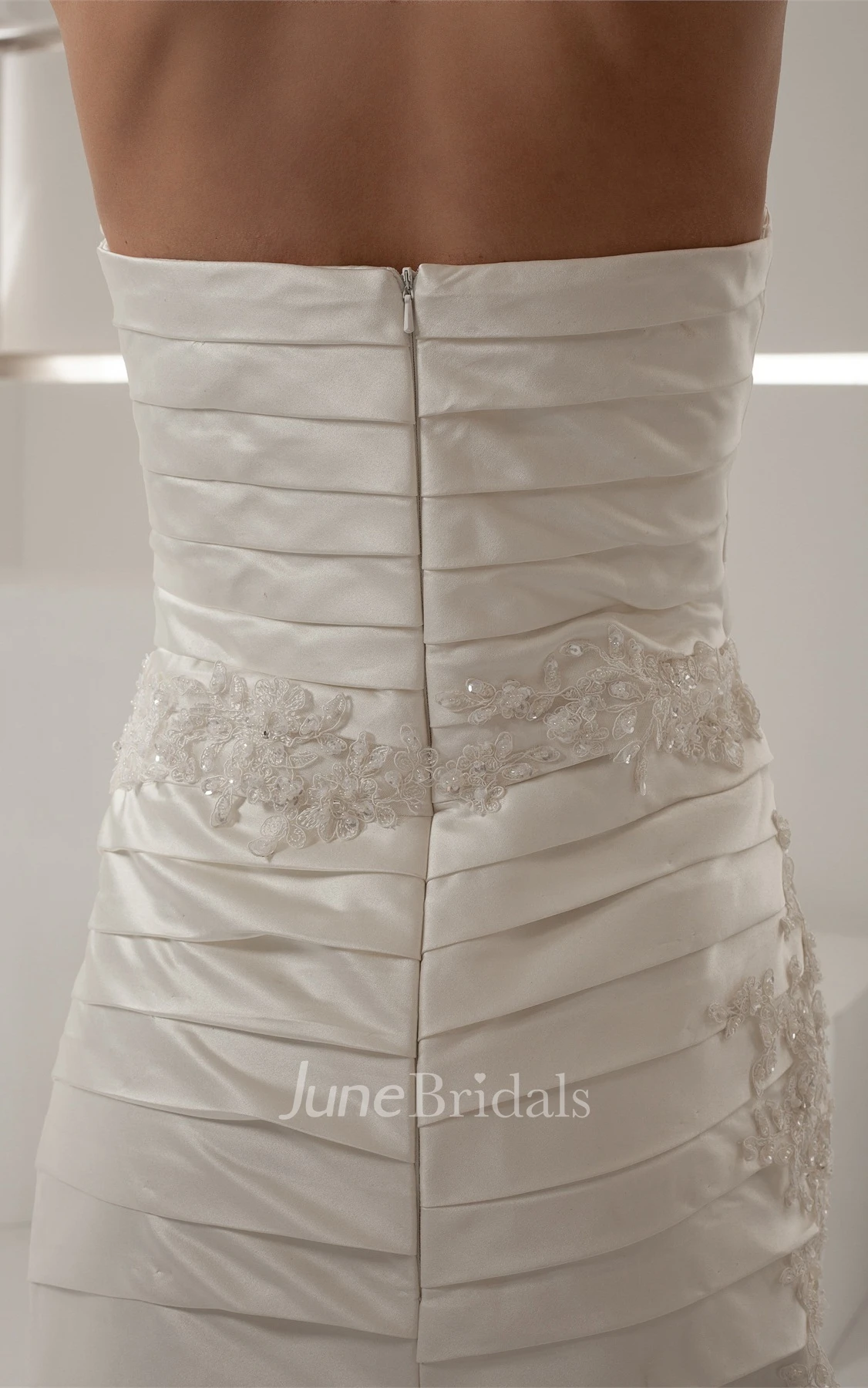 Sweetheart Criss-Cross Pick-Up Gown with Ruching and Appliques