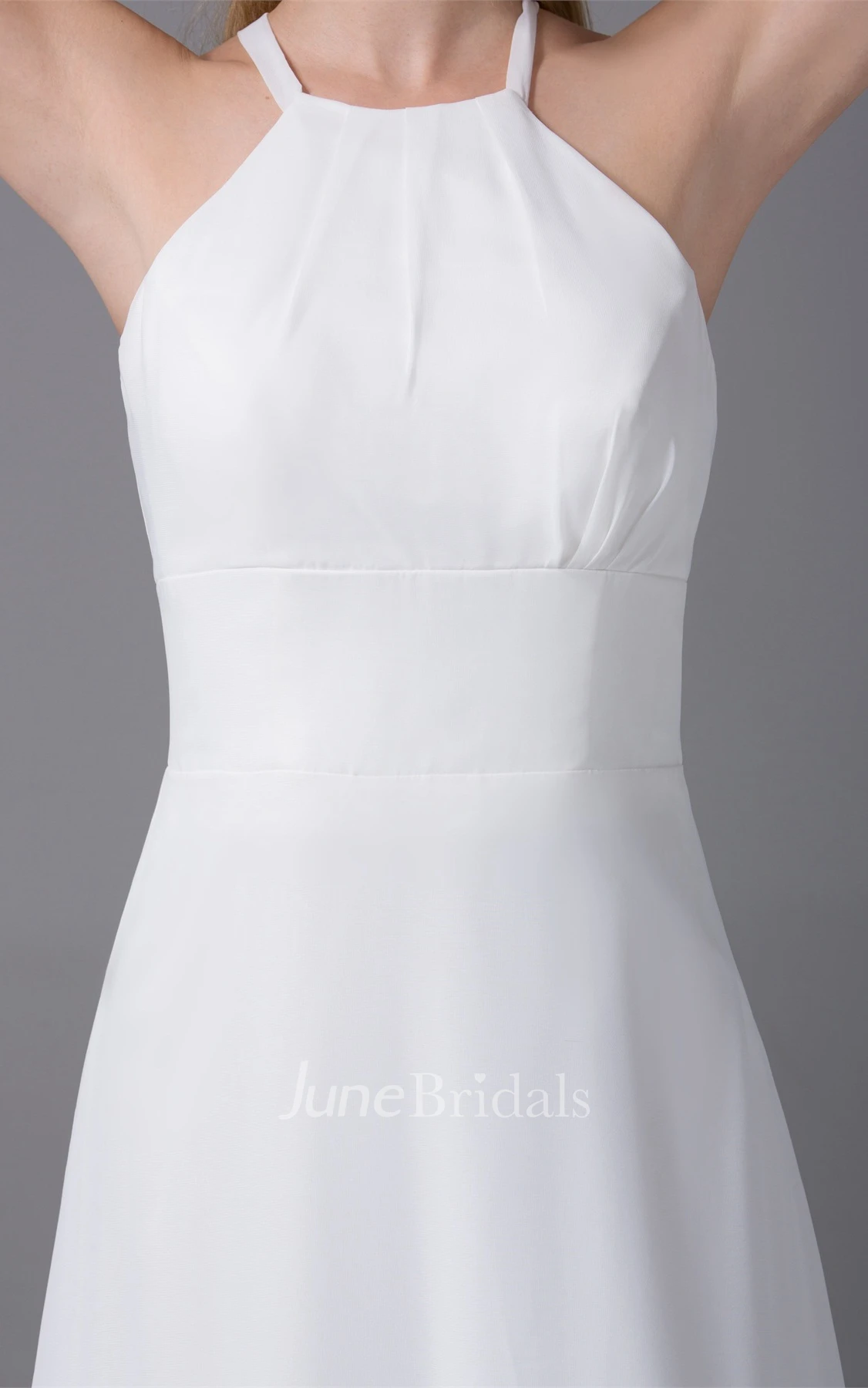 Sleeveless Chiffon A-Line Long Dress with Halter