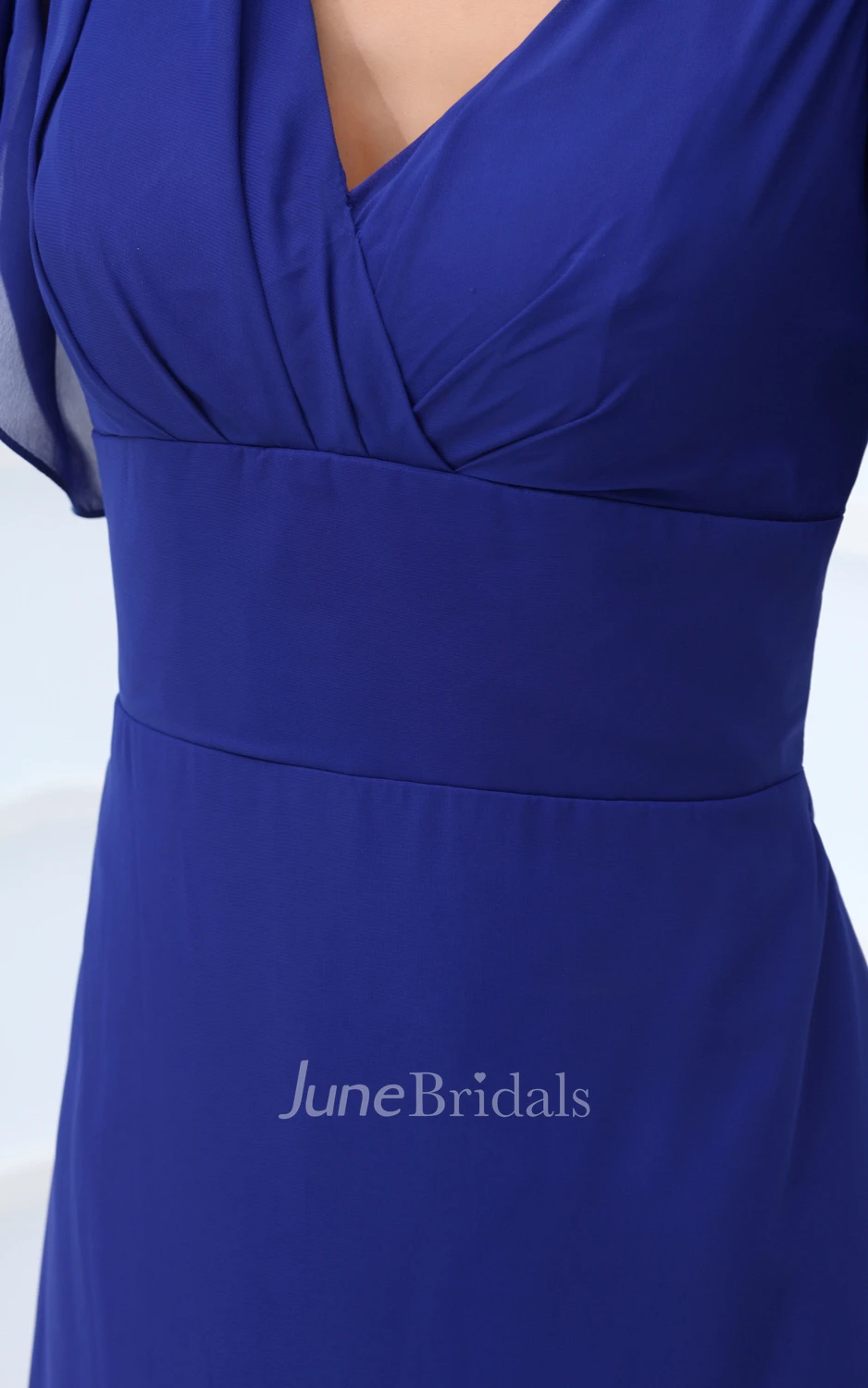 Maxi Ethereal Chiffon Pleated V-Neck Dress With Bell-Sleeve