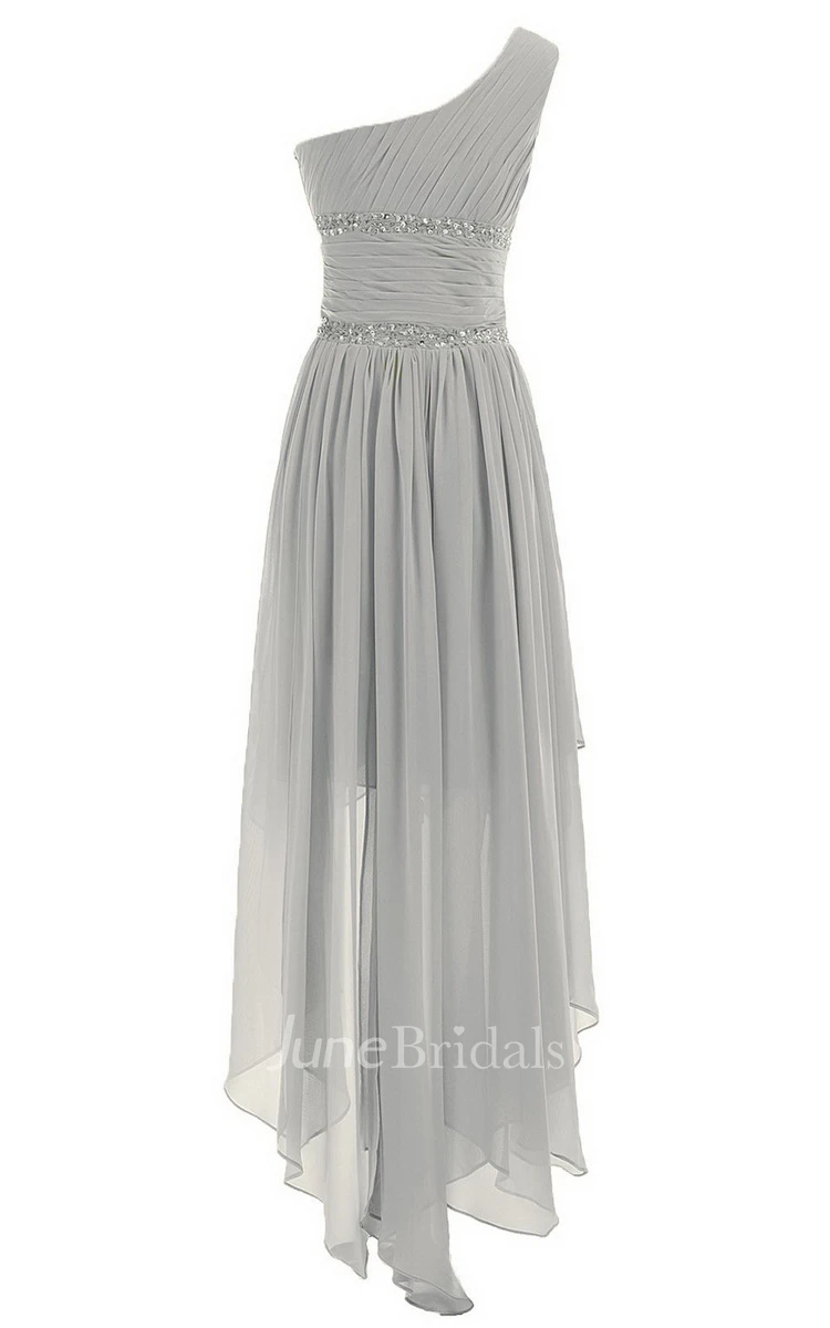 One-shoulder Asymmetrical Chiffon Dress With Sequins