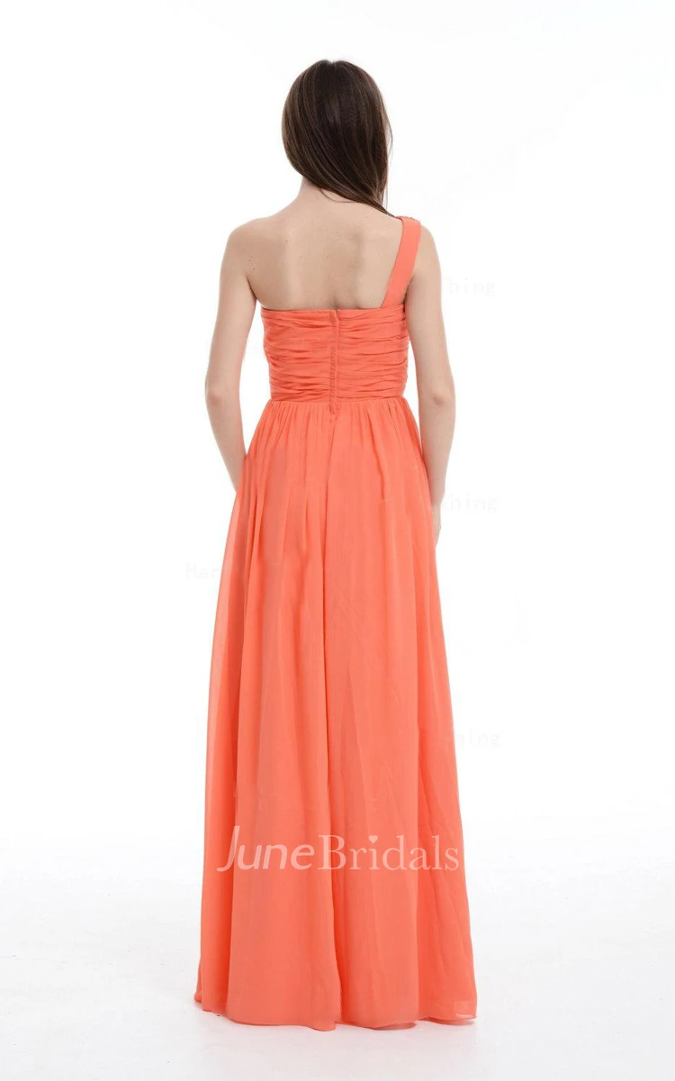 Empire Maxi One-shoulder Chiffon Dress With Ruffles