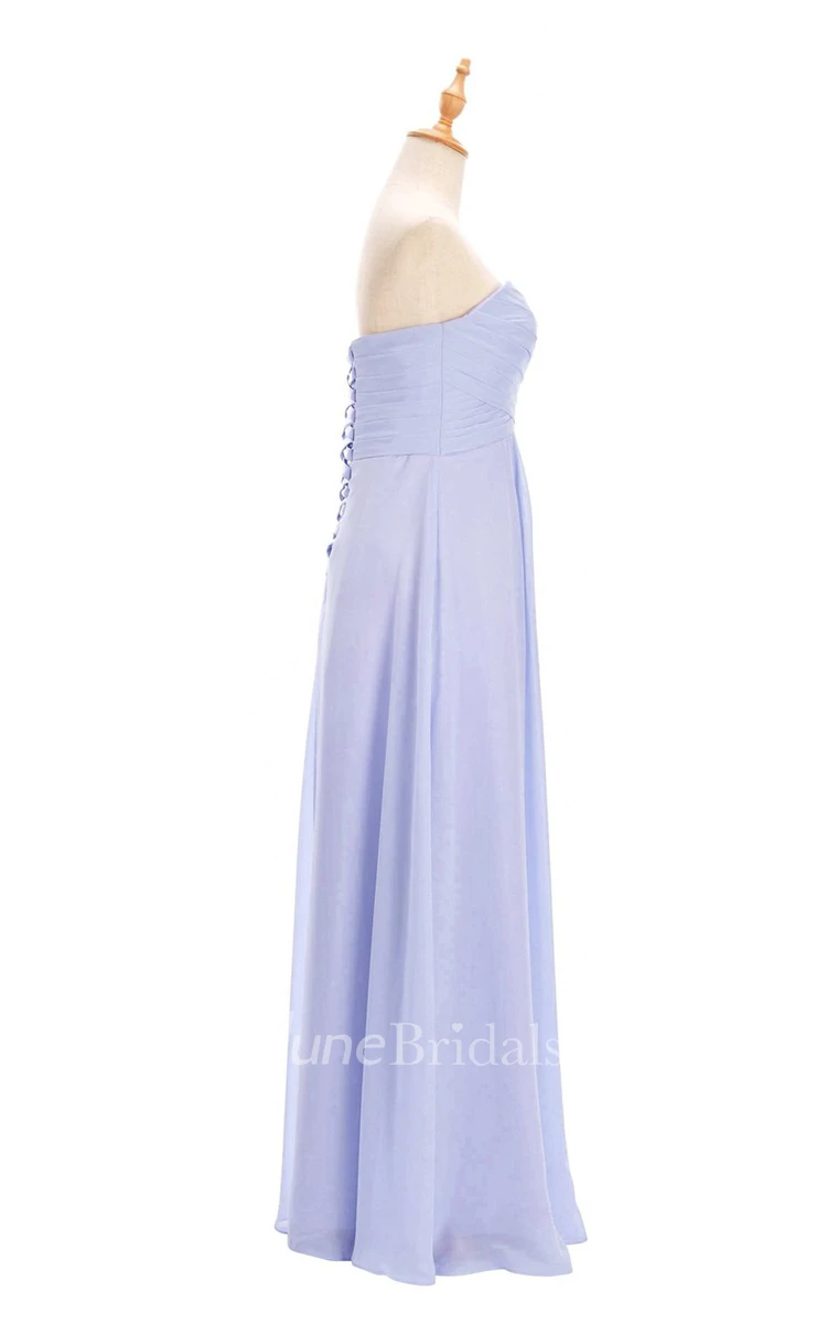 Strapless Ruched A-line Gown With Lace-up Back