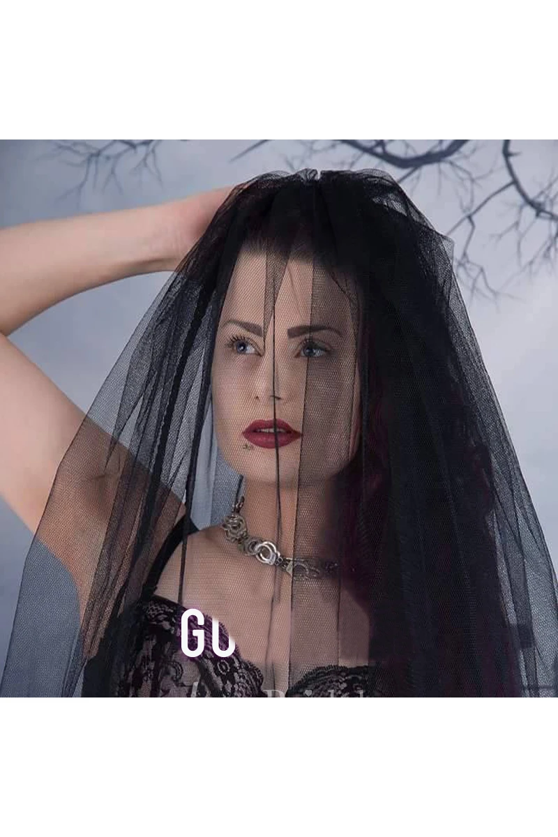 Black Veil Retro Simple Hard Yarn Bridal Wedding Veil New Style Long Tail