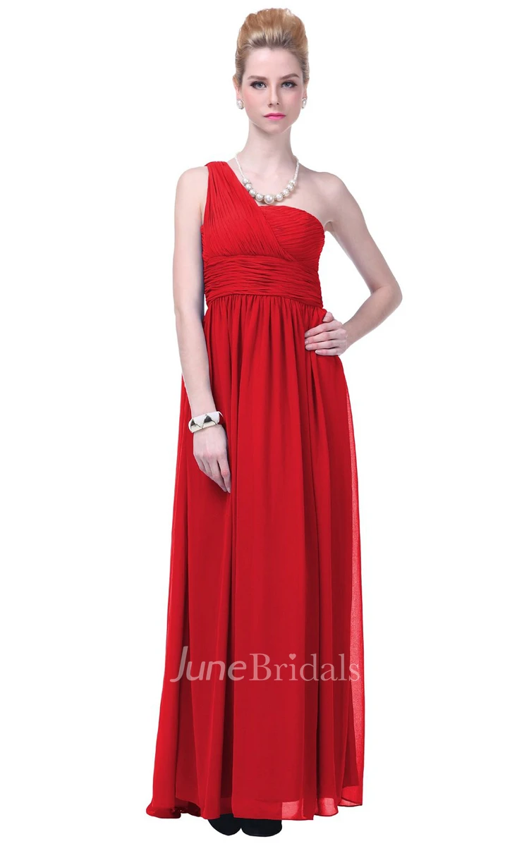 One-shoulder Basque Waist Ruffle Chiffon Dress