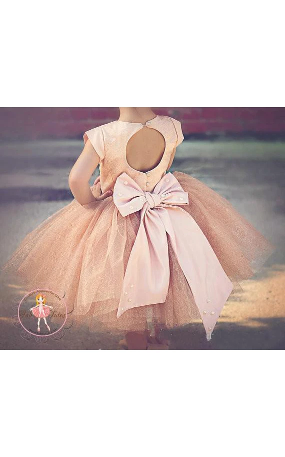 Lovely Cap Sleeve Tulle Princess Flower Girl Dress Bowknot