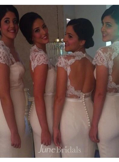 Newest Open Back Lace Mermaid Prom Dress Long Open Back Bridesmaid Dress 