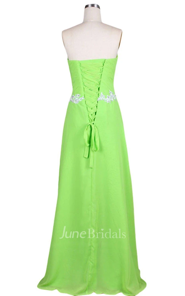 Sweetheart Pleated Beaded A-line Gown With Lace-up Back