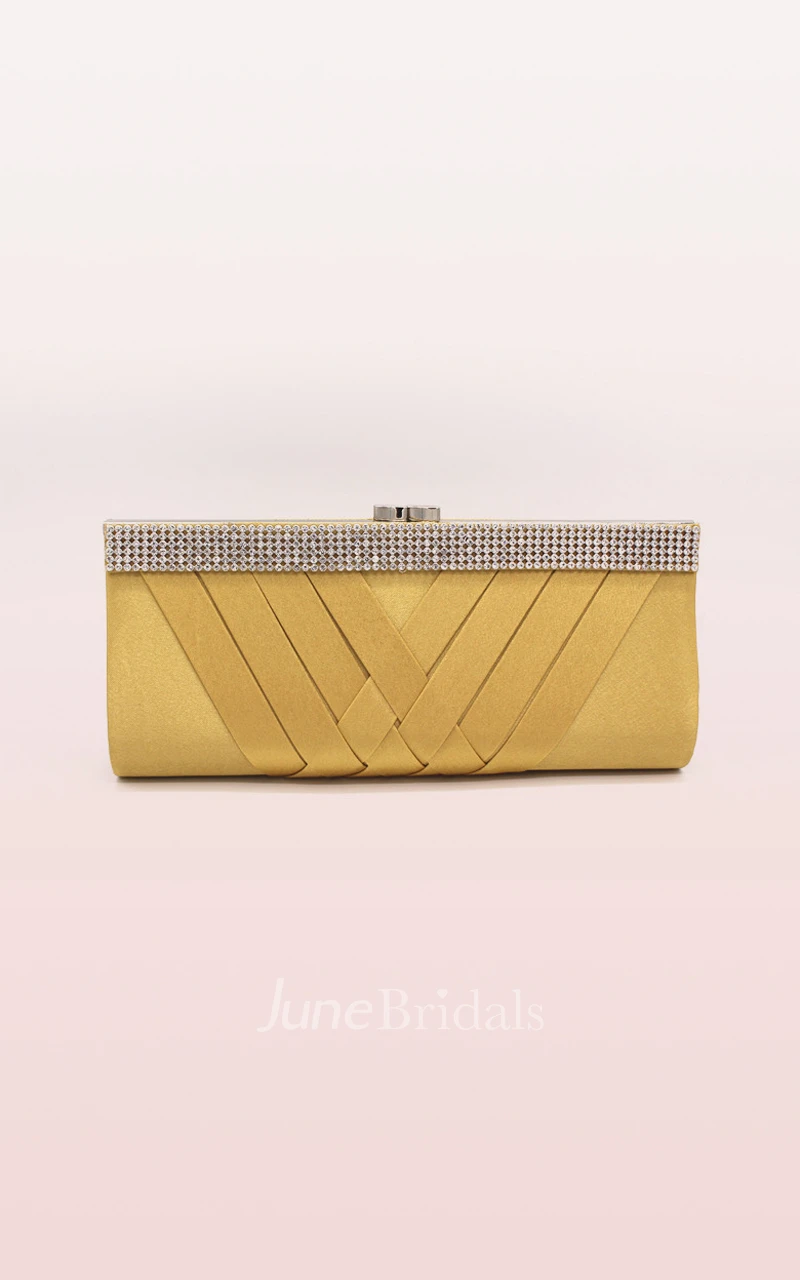 Rhinestone Woven Clutch