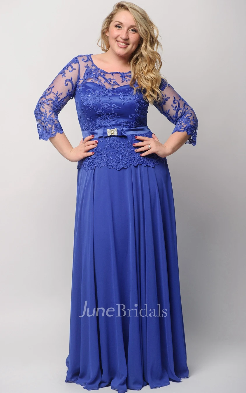 3 Illusion Long High-Waist Lace Dress