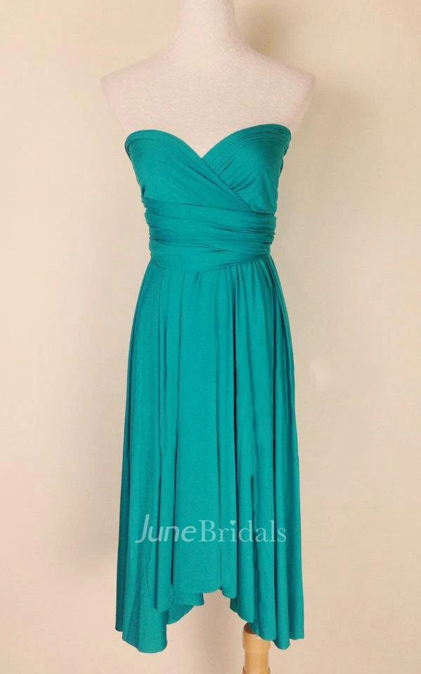 Infinity Emerald Green Knee Length Wrap Convertible Dress