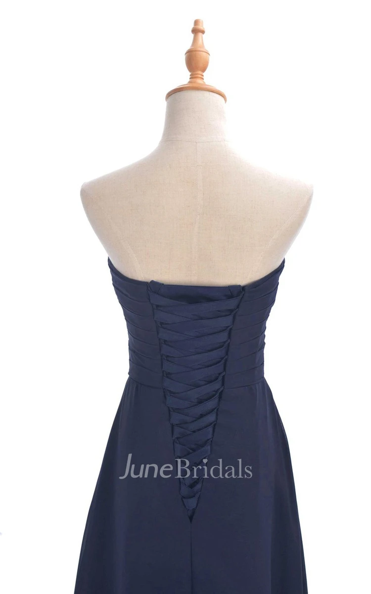 Sweetheart Criss-cross Chiffon A-line Dress With Lace-up Back