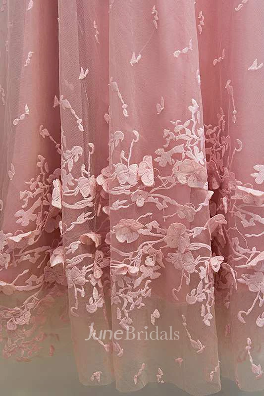 Half Sleeve Scoop Neck A-line Lace Dress With Sash