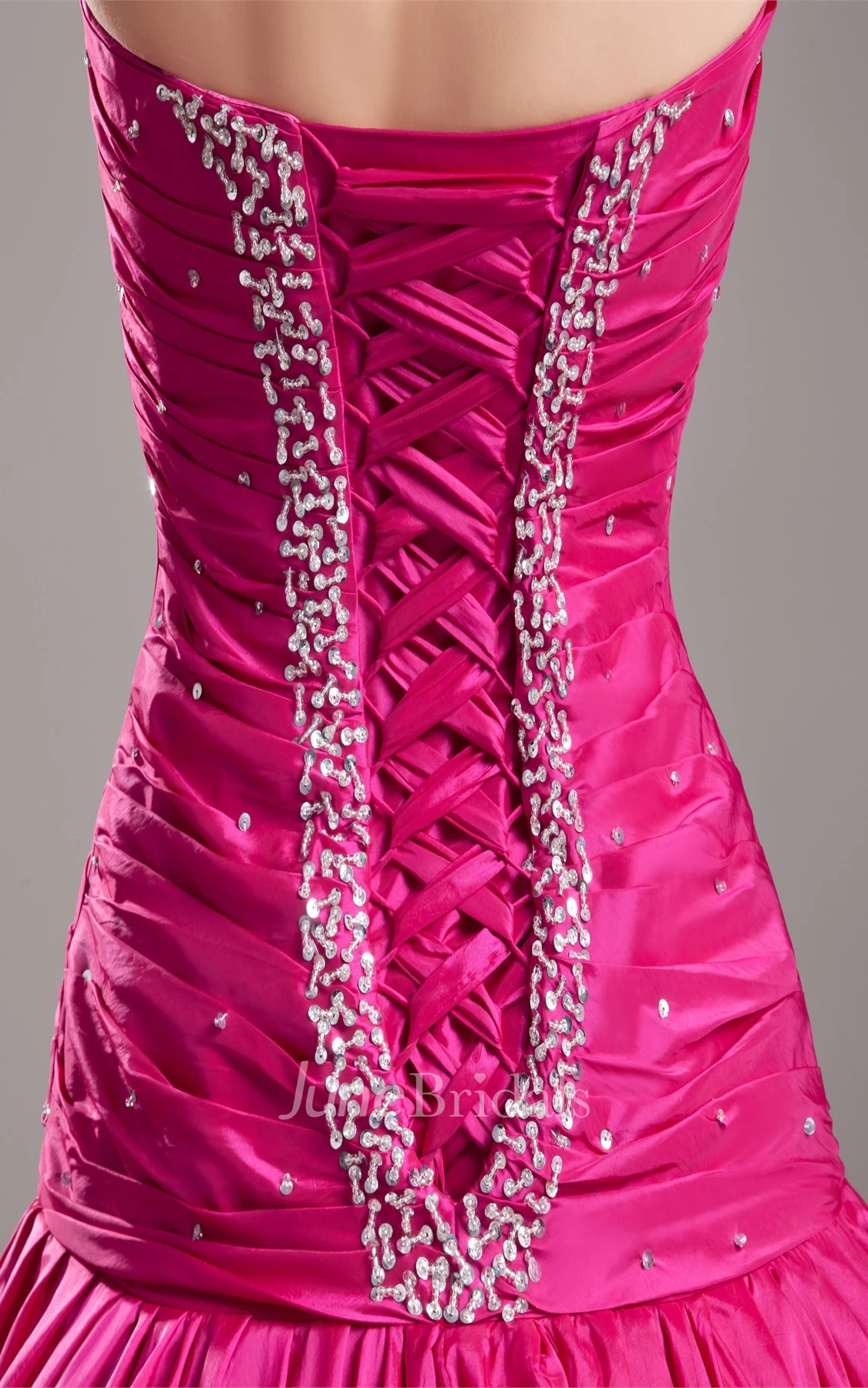 sweetheart a-line gown with ruched bodice and strass