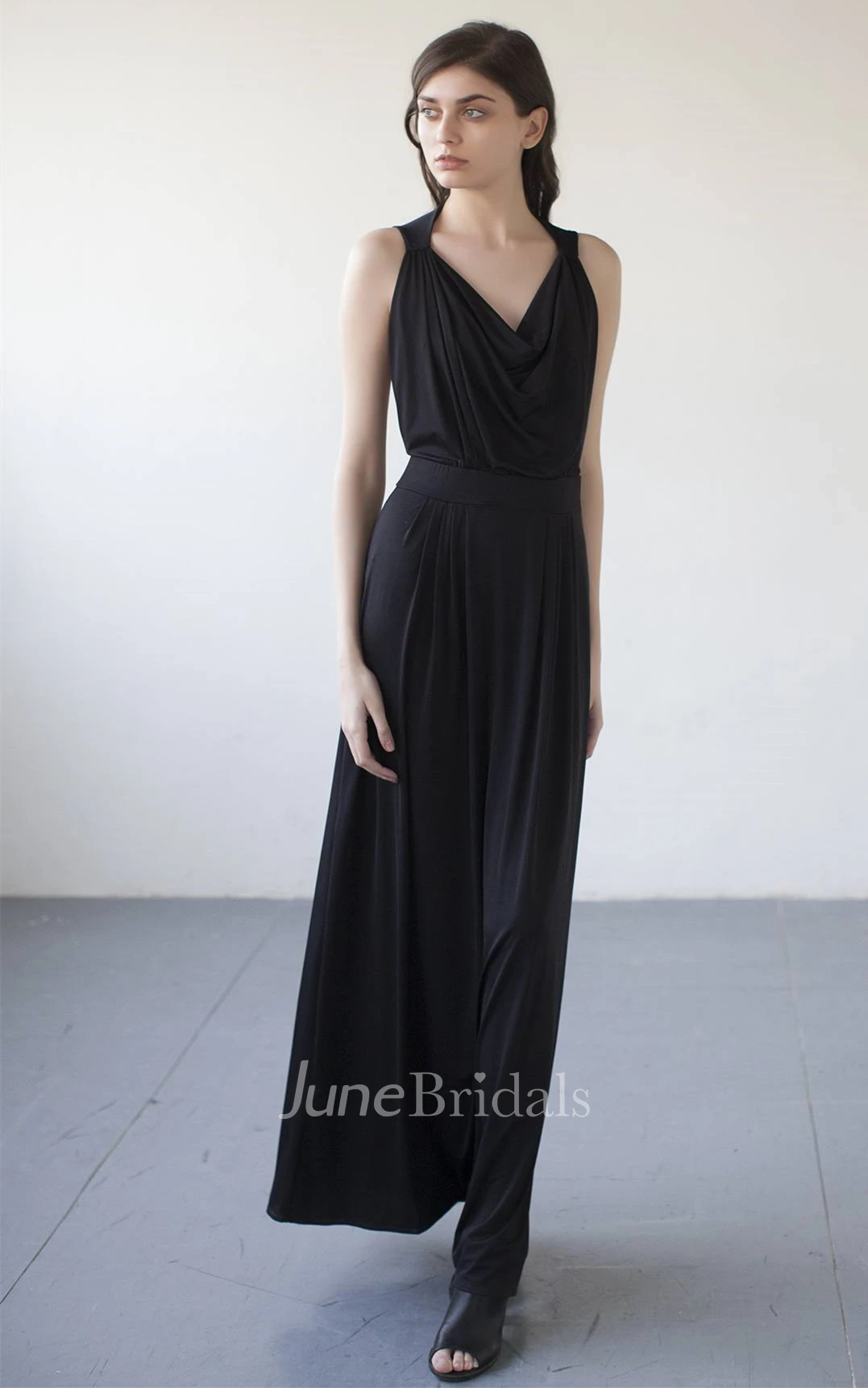 Sleeveless Casual A Line V-neck Prom Jersey Dress