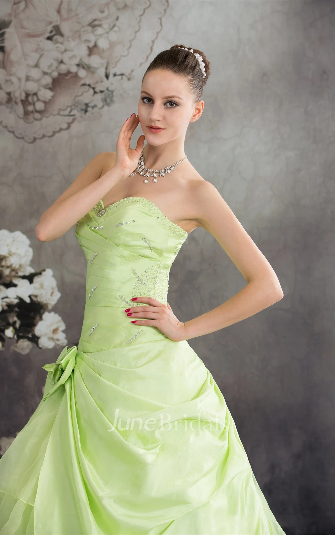 Sweetheart Pick-Up Ball Gown with Flower and Sequins