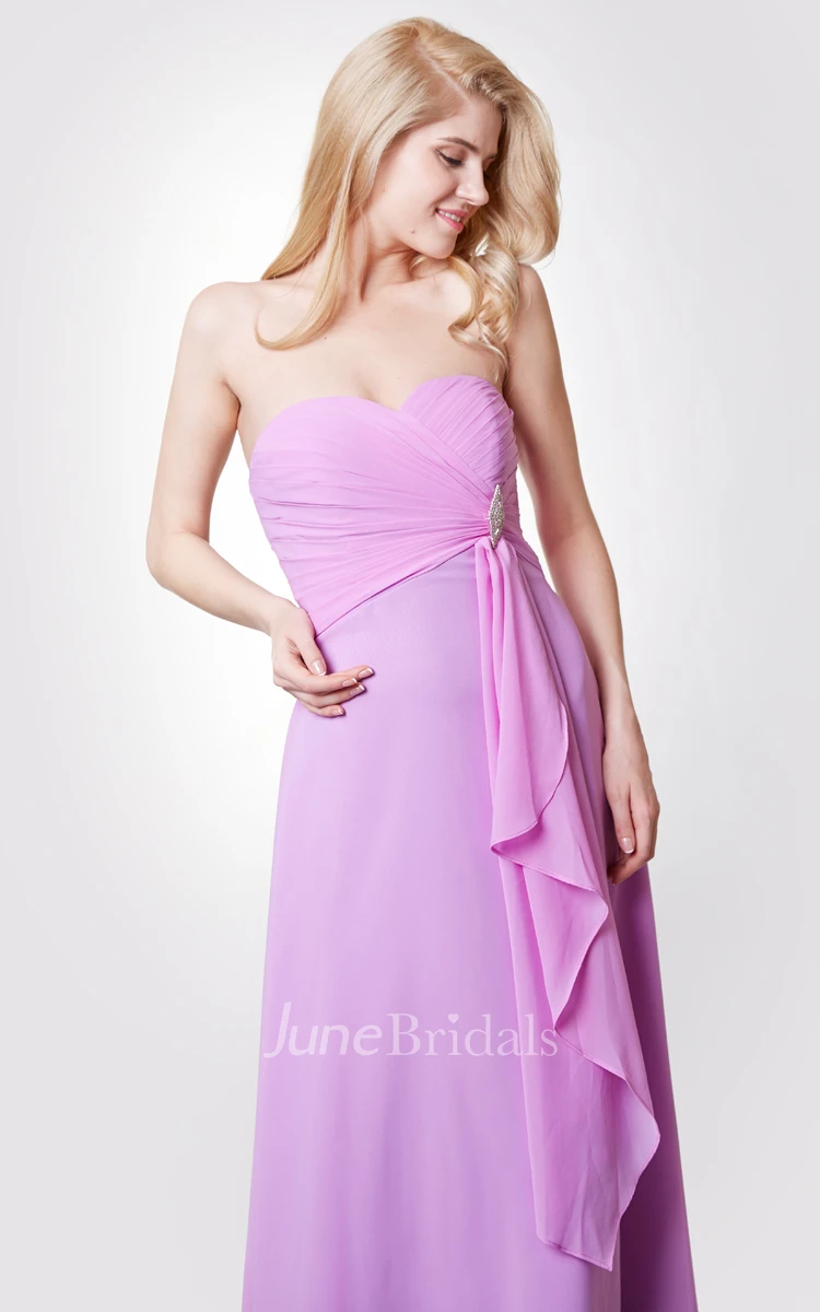Sexy Sweetheart Crisscross Bodice Chiffon Gown With Beadings