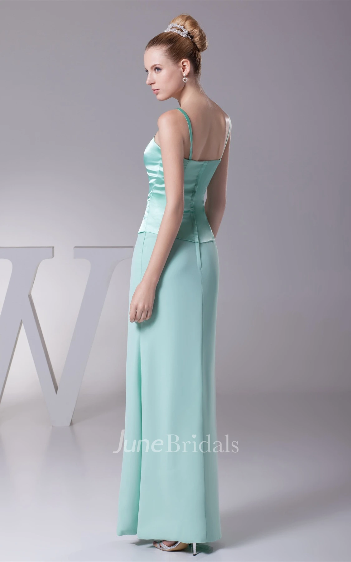 Spaghetti-Strap Sheath Floor-Length Dress with Bolero