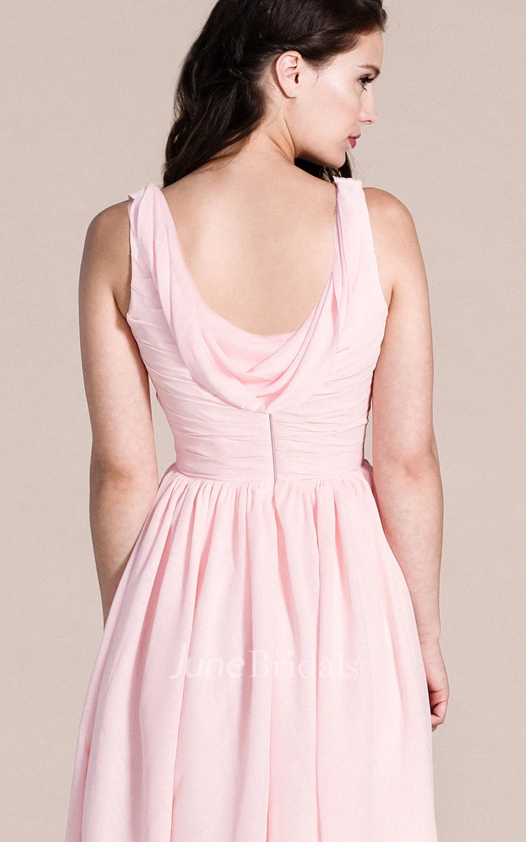 Sleeveless Scoop Short Dress With Pleats