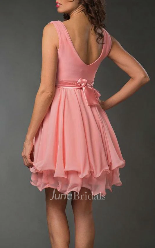 Short Sleeveless Sleeve Chiffon Dress