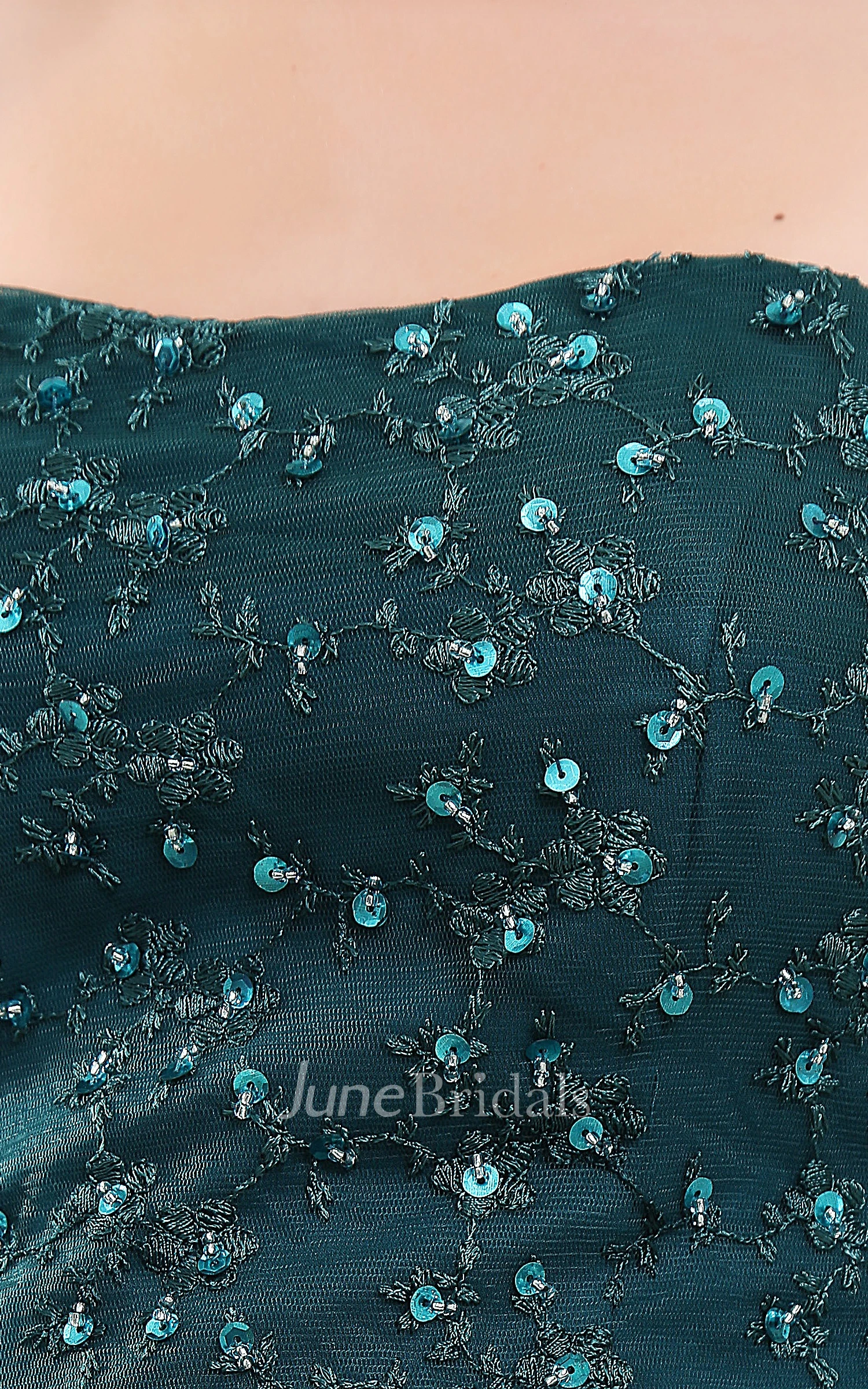 Strapless Floor-Length Beaded Dress With Palatine Design